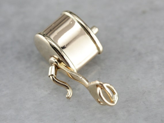 Vintage Coffee Grinder Charm, Yellow Gold Charm, … - image 1