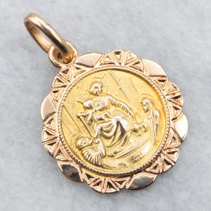 Religiöse Medaille Anhänger, Religiöse Medaille, Religiöser Anhänger, Religiöser Schmuck, 18K Gelbgold, Religiös, Anhänger, Goldanhänger A35489