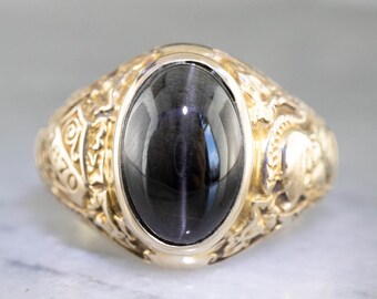 Cat's Eye Spectrolite Class Ring, Hunter College Gold Ring, Vintage Class Ring, Spectrolite Ring, 1R7V7Y2P