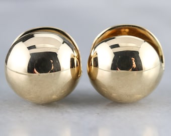 18K Yellow Gold Ball Huggie Hoop Earrings