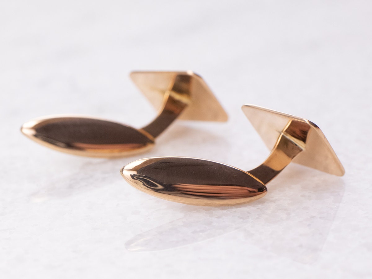 Vintage Rose Gold Cufflinks Plain Gold Cufflinks 18K Gold Etsy