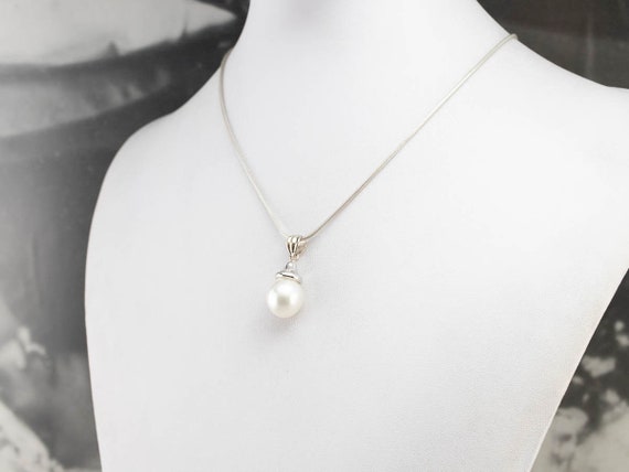 White Pearl Pendant, Pearl Solitaire Pendant, Lay… - image 8