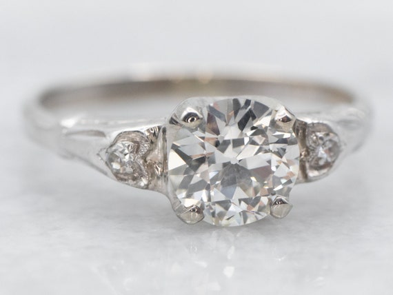 White Gold European Cut Diamond Engagement Ring w… - image 2