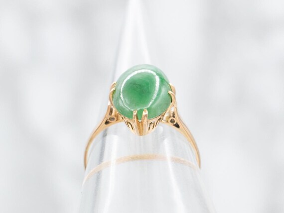 Vintage Gold Jadeite Ring, Jadeite Ring, Oval Cut Jadeite, Vintage Ring, Yellow Gold Ring, Gold Jadeite Ring, Green Gemstone, Ring A53216 View 3