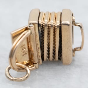 Vintage Flexible Accordion Charm, Gold Accordion Charm, Music Charm, Charm Collection, Unisex Gift, Layering Pendant, 14K Gold Charm A21794