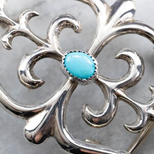 Southwestern Turquoise Silver Buckle, Sterling Silver Belt Buckle, Vintage Belt Buckle, Silver Accessories, X6X7C2EL image 3