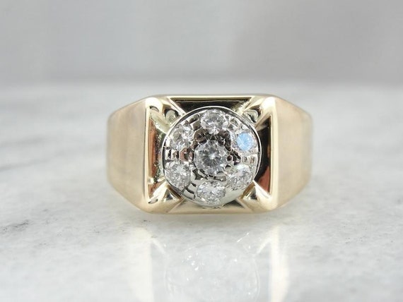 Vintage Retro Era Mens Diamond Ring F6Q22Z - Etsy