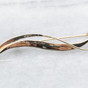 Free Form Gold Brooch, Yellow Gold Brooch, Vintage Gold Brooch, Yellow Gold Pin, Anniversary Gift, 14K Yellow Gold Brooch A40159