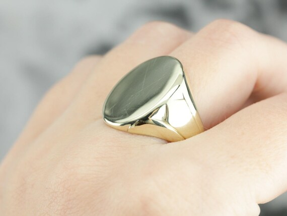 Vintage Green Gold Signet Ring, men's Signet Ring… - image 5