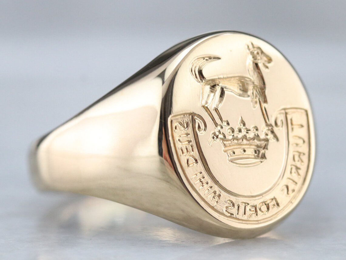 Gold Irish Family Crest Ring Kelly Surname Ring Irish Etsy