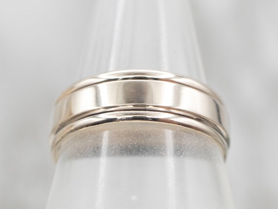 Vintage White Gold Lined Edged Wedding Band, Plai… - image 5