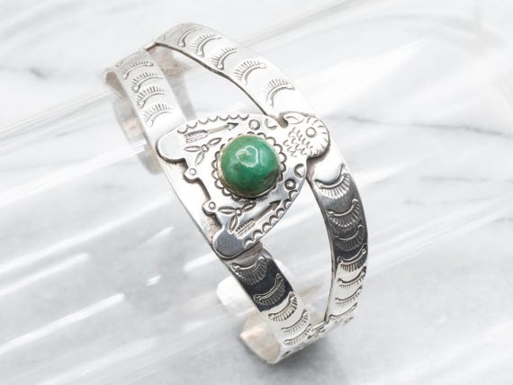 Sterling Silver Turquoise Thunderbird Cuff Bracel… - image 5