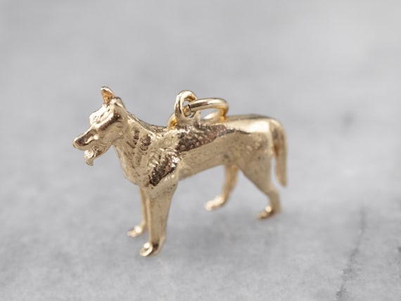 German Shepherd Gold Charm, Dog Charm, Animal Cha… - image 1