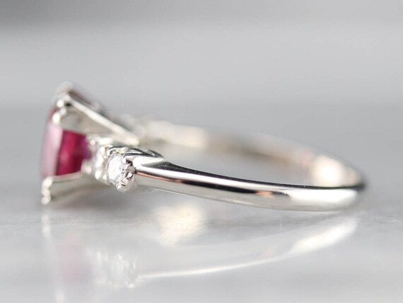 Platinum Ruby and Diamond Ring, Retro Anniversary… - image 4