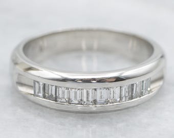 Platinum Diamond Band, Baguette Cut Channel Setting, .25 Carat