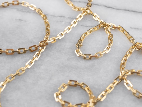 Yellow Gold Rectangle Link Chain, Wide Gold Link … - image 1