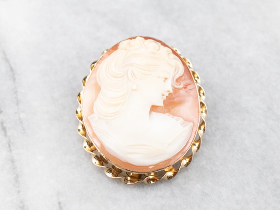 Mid Century Cameo Pin or Pendant, VanDell Gold Ca… - image 2