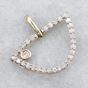 Modernist Gold Diamond Pendant, Multi Diamond Pendant, Yellow Gold Diamond Pendant, Diamond Jewelry, Anniversary Gift A37521