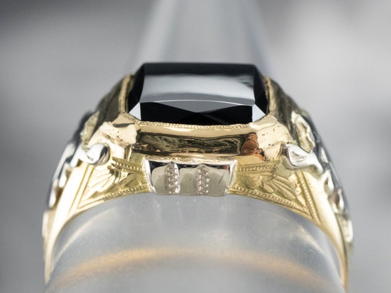 18K Two Toned Gold Hematite Ring, Vintage Hematit… - image 8