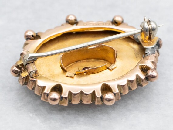 Ornate Victorian 9K Yellow Gold Ruby Brooch, Brid… - image 3