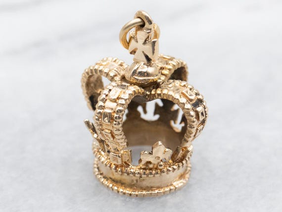 9ct Yellow Gold Crown Charm Pendant
