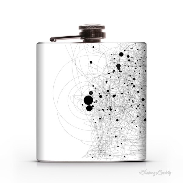 Black and White Abstract Form  - 6oz Liquor Hip Flask