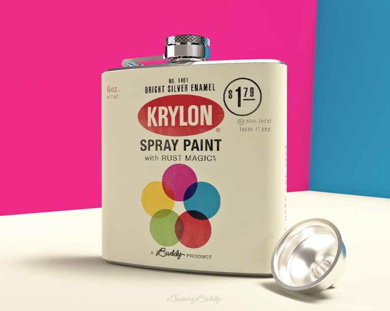Vintage Krylon Spray Paint Can Whiskey Hip Flask 6oz Etsy