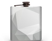 50% OFF CLEARANCE SALE - - Iceberg White Geometric - 6oz Whiskey Hip Flask