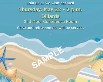 Personalized Retirement Party Invitation | Beach Theme Digital Invite | Tropical Party Printable
