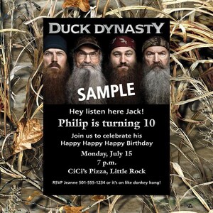 Duck Dynasty Birthday Invitation | Personalized Digital Party Invite | Printable Duck Hunting Theme image 2