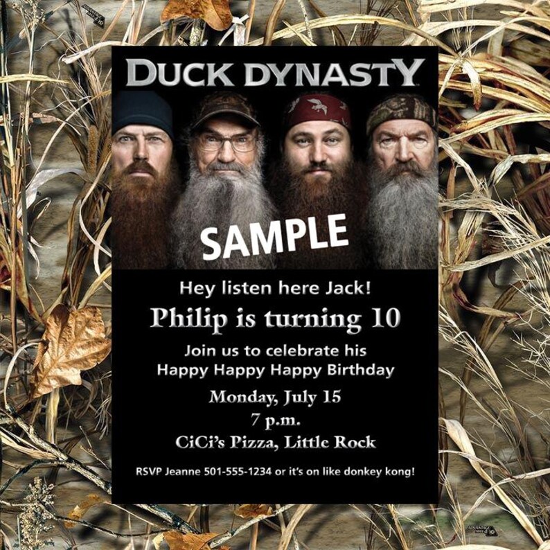 Duck Dynasty Birthday Invitation | Personalized Digital Party Invite | Printable Duck Hunting Theme image 2
