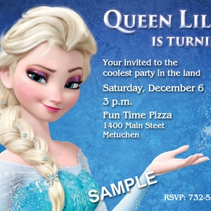 Frozen Elsa-verjaardagsuitnodiging | Gepersonaliseerde digitale Elsa-uitnodiging | Afdrukbaar Frozenfeestje voor meisjes