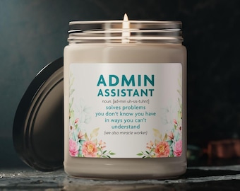 Administrative Assistant Soy Candle Gift, Office Humor Candle, Desk Gift for Admin, Funny Secretary Candle, Gift For Office