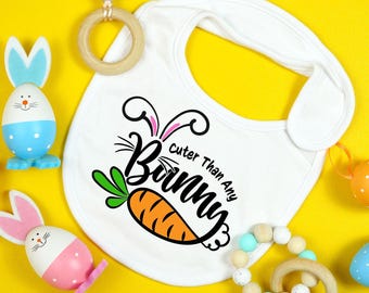 Niedlicher als jeder Hase SVG | Kinder T-Shirt Motiv Ostern | Niedliches Häschenohren & Karotten Design | Baby Kleinkind Ostern Cricut Silhouette