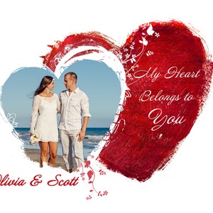 Digital Heart with Photo and Names Gift for Engagement or Anniversary, 16x20