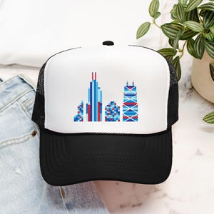 Chicago Skyline Trucker Hat, Chicago Wedding Favor, Chicago Birthday Gift, Chicago Hat, Cool Chicago Gift
