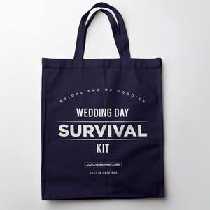 Wedding Survival Kit Tote Bag, Bride’s Wedding Kit, Wedding Emergency Kit, Bridal Party Survival Kit, Bridesmaid Gift to the Bride
