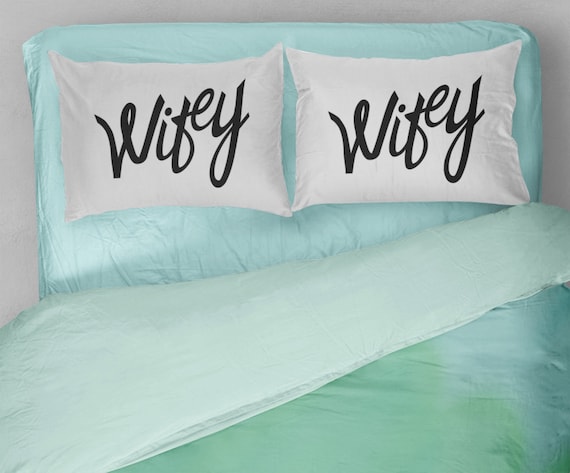 Lesbian Wedding Gift | Wifey Pillowcase Set | Hers and Hers Il_570xn