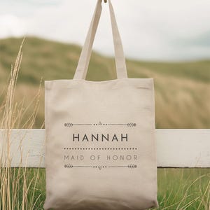 Personalized Maid of Honor Tote Bag, Boho Bridesmaid Tote, Maid of Honor Gift Bag, Wedding Party Gift Bag, Maid of Honor Bridal Shower Gift
