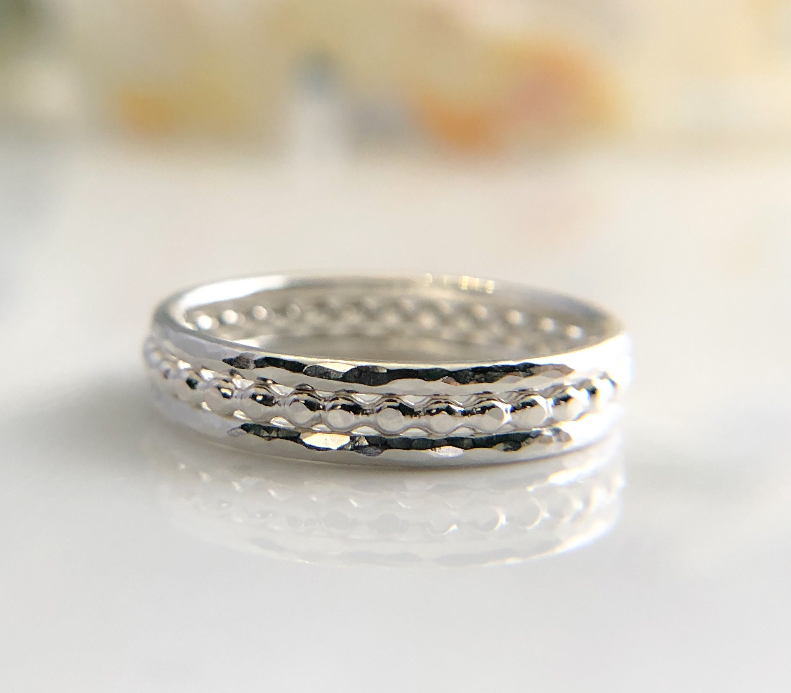 Thin Ring 5 Set (Silver 925)ゴールド　リング STARCHENIE 5mm Wedding Band Solid 925 Sterling Silver Gold