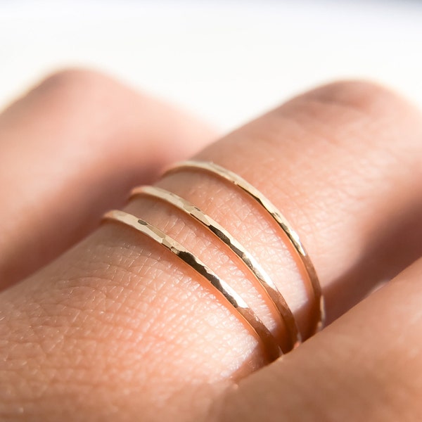 Gold Stacking Rings,3 Micro Skinny Gold Rings,Gold Rings For Her, Minimalist Stackable Rings, Jewelry Gift Ideas,Birthday Gift, Dainty Rings