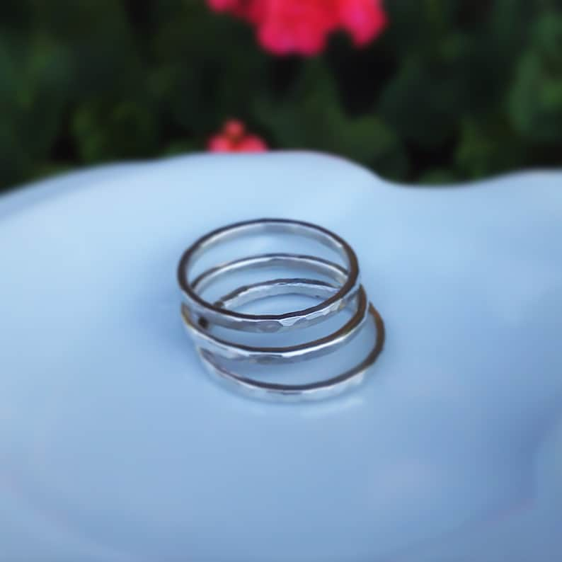 CLASSIC Hammered Sterling Silver Ring, Summer Jewelry, ONE Stacking Ring, Stackable Ring, Minimalist Jewelry, Etsy Gift Ideas, Boho jewelry image 3