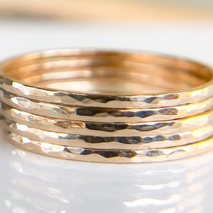 Gold Rings Jewelry,Gold SKINNY Stacking Ring,Gold Ring For Her, Minimalist Jewelry,Hammered Rings,Dainty Gold Ring,Etsy Gift Ideas,Boho RIng image 9