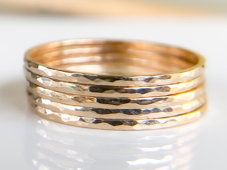 Gold Rings Jewelry,Gold SKINNY Stacking Ring,Gold Ring For Her, Minimalist Jewelry,Hammered Rings,Dainty Gold Ring,Etsy Gift Ideas,Boho RIng image 9