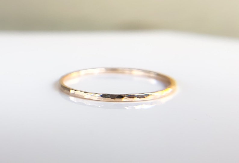 Gold Rings Jewelry,Gold SKINNY Stacking Ring,Gold Ring For Her, Minimalist Jewelry,Hammered Rings,Dainty Gold Ring,Etsy Gift Ideas,Boho RIng image 3