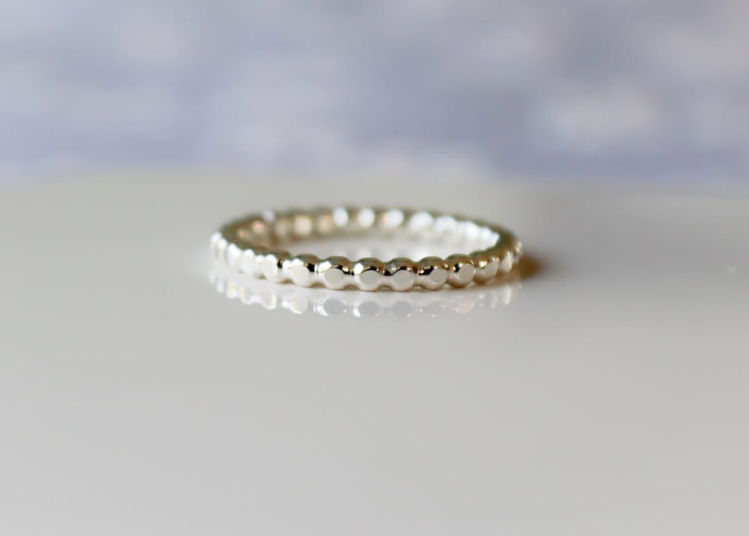 Silver Beaded Rings Sterling Silver Bead Ring: Dainty Stacking Jewelry - Etsy