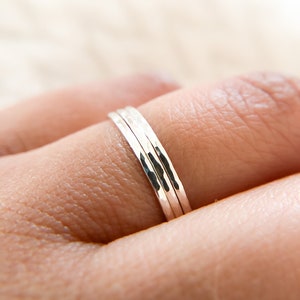 Hammered Sterling Silver Stacking Rings: Skinny Ring Set