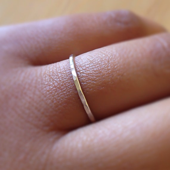 Hammered Stack Ring Boho Great Stocking Stuffers /& Bridesmaid Jewelry Sterling Silver Twist Stacking Ring Handcrafted Minimalist