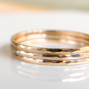 Gold Rings Jewelry,Gold SKINNY Stacking Ring,Gold Ring For Her, Minimalist Jewelry,Hammered Rings,Dainty Gold Ring,Etsy Gift Ideas,Boho RIng image 8