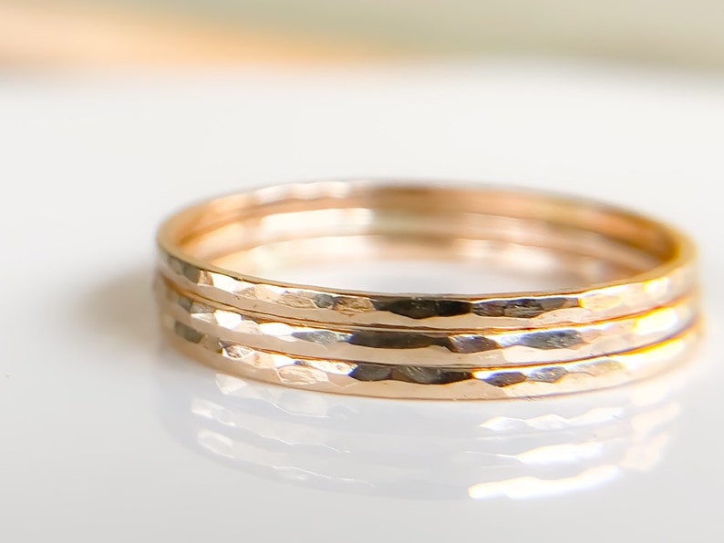 Gold Rings Jewelry,Gold SKINNY Stacking Ring,Gold Ring For Her, Minimalist Jewelry,Hammered Rings,Dainty Gold Ring,Etsy Gift Ideas,Boho RIng image 8